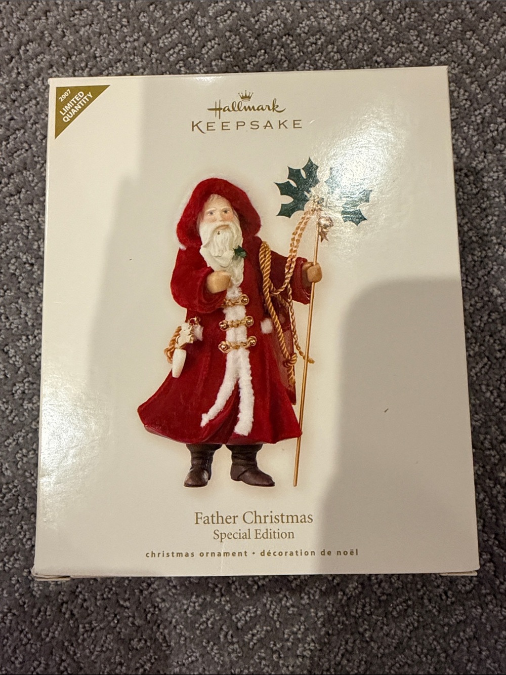 Hallmark 2007 Father Christmas Ornament - Red, White & Gold